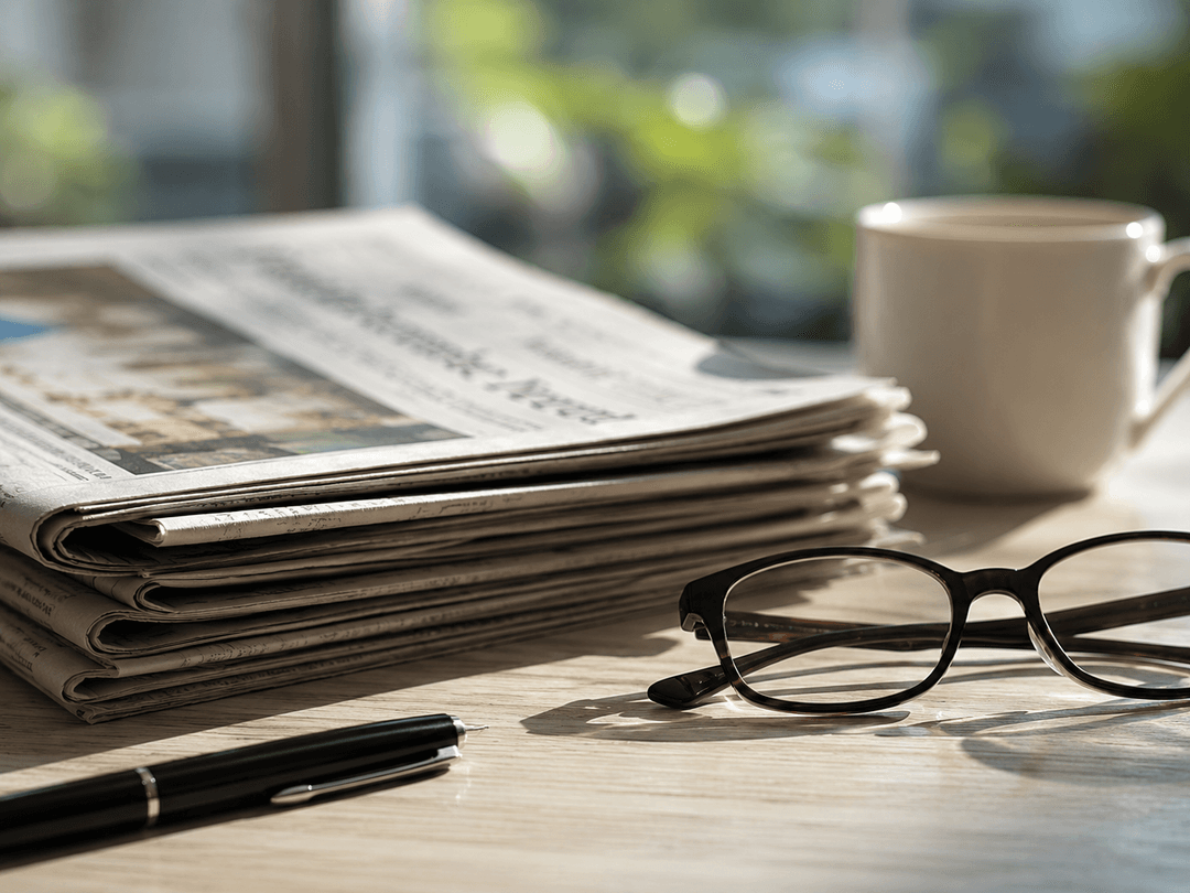 Local newspapers displayed on a coffee table